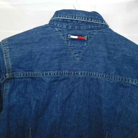 VTG 90s Tommy Hilfiger Womens S Denim Jean Long Sleeve Front Snap Shirt - Picture 7 of 7